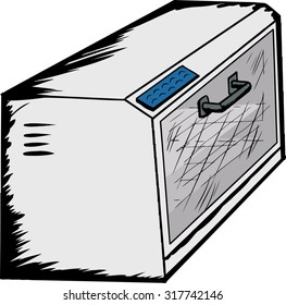 Hand drawn illustration of an empty toaster oven over white