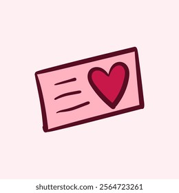 Hand drawn illustration of an envelope with a heart. Suitable for valentine event, presentation, graphic design