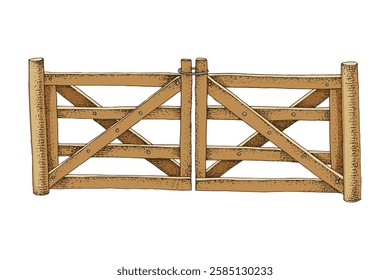 Hand drawn illustration of farm gate