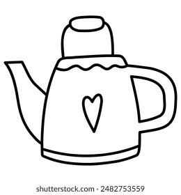 Hand drawn illustration of fashion teapot.