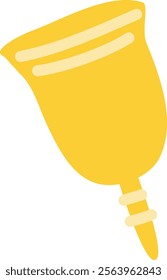 Hand drawn illustration featuring a yellow menstrual cup, emphasizing a modern, eco conscious approach to feminine hygiene while promoting sustainability and comfort in period care