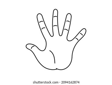 hand drawn illustration of a finger showing the number five on whiite background