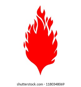 Hand drawn illustration of fire on white background. Design element for logo, label, emblem, sign, poster, t shirt. Vector image