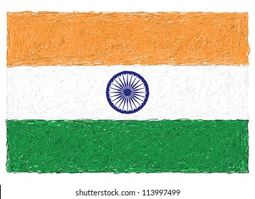 hand drawn illustration of flag of India