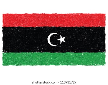 hand drawn illustration of flag of libya