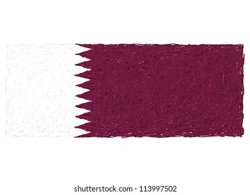 hand drawn illustration of flag of qatar