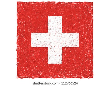 hand drawn illustration of flag of Switzerland