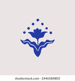 Hand drawn illustration of flower element. Boho element for your design. Abstract poster with minimalist flower.
