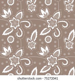 Hand drawn illustration of the flower seamless pattern.