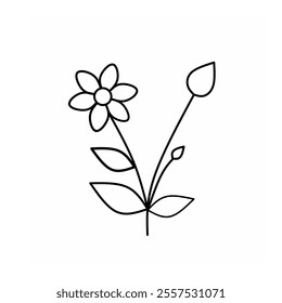 Hand drawn illustration of Flower Vector. Simple floral concept for design blooming wall home decor, botanical logo, element for summer and spring style