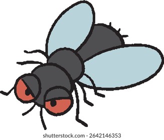 Hand drawn illustration of a fly