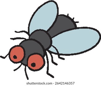 Hand drawn illustration of a fly