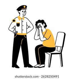 A hand drawn illustration of forensic Scientist 
