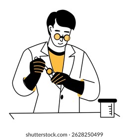 Uma ilustração desenhada à mão de cientista forense 

