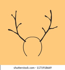 Hand drawn illustration Forest Elf Bezel. Creative ink art work. Actual vector drawing Hair Accessories. Artistic isolated Halloween object