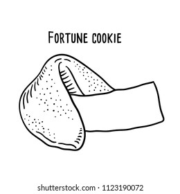 Hand drawn illustration of fortune cookie.