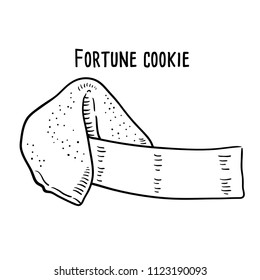 Hand drawn illustration of fortune cookie.