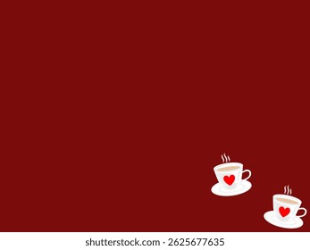Hand drawn illustration frame of two cup coffee