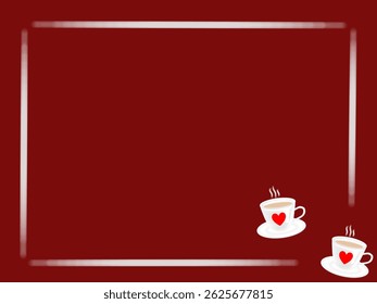 Marco de ilustración dibujado a mano de dos tazas de café