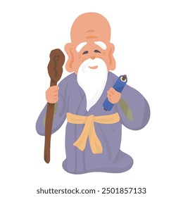 Hand drawn illustration of Fukurokuju