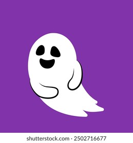 Hand drawn illustration of funny ghost. Cute isolated illustration of ghost for Halloween design