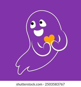 Hand drawn illustration of funny ghost. Cute isolated illustration of ghost for Halloween design