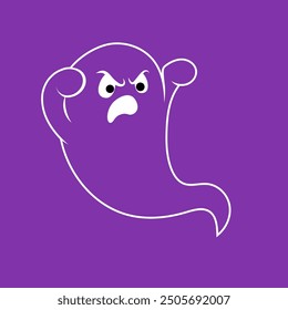 Hand drawn illustration of funny ghost. Cute isolated illustration of ghost for Halloween design