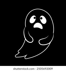 Hand drawn illustration of funny ghost. Cute isolated illustration of ghost for Halloween design