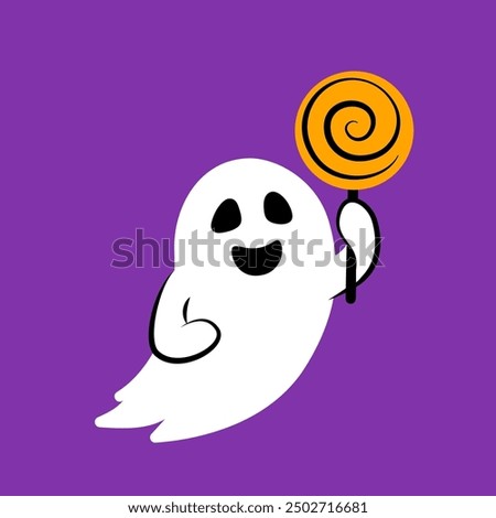 Hand drawn illustration of funny ghost. Cute isolated illustration of ghost for Halloween design