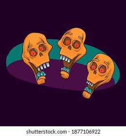 Hand drawn illustration of funny skeletons on bright background, design, element, poster, textile print