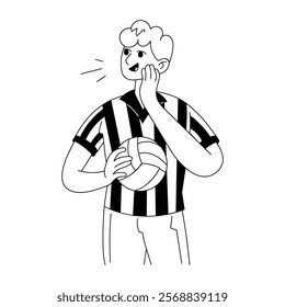 A hand drawn illustration of game referee 

