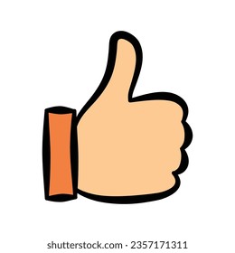 hand drawn illustration of hand gesture or sign emoticon, body language