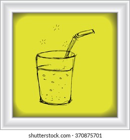 Hand drawn illustration of a glass with a straw