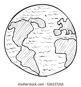 Hand drawn illustration of globe vector icon for web