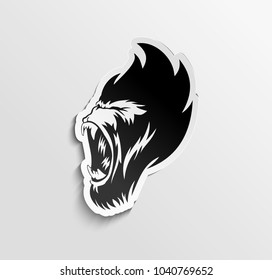 Hand drawn illustration of gorilla, wild animal, text, tshirt print, vector illustration