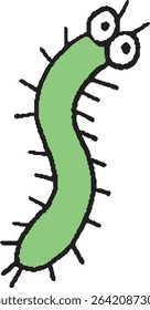 Hand drawn illustration of a hairy caterpillar