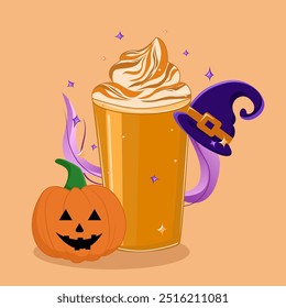 Ilustración dibujada a mano de una ilustración de una calabaza de Halloween, Halloween Fall Ice