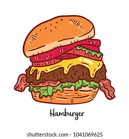 Hand drawn illustration of Hamburger.