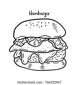 Hand drawn illustration of Hamburger.