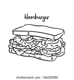Hand drawn illustration of Hamburger.