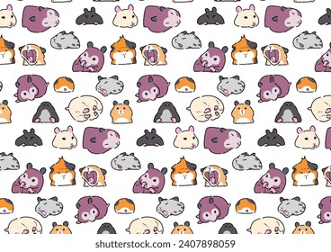 Hand drawn illustration hamster pattern