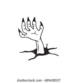 hand drawn illustration 
Hands out of the ground , halloween concept 