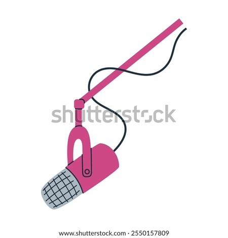Hand drawn illustration of hanging microphone, perfect for podcasting and recording. Audio equipment