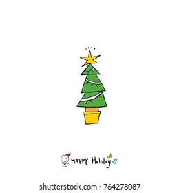 Hand drawn illustration / Happy Holiday - vector