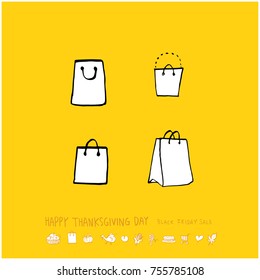 Hand drawn illustration / Happy Thanksgiving Day - vector