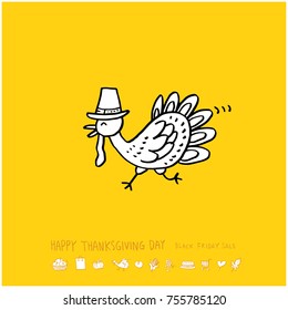 Hand drawn illustration / Happy Thanksgiving Day - vector