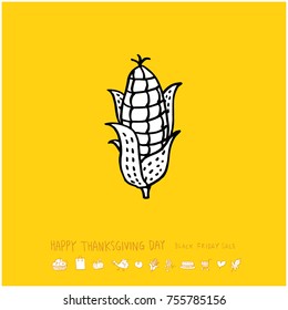 Hand drawn illustration / Happy Thanksgiving Day - vector