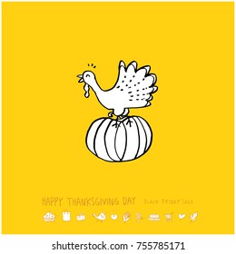 Hand drawn illustration / Happy Thanksgiving Day - vector