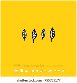 Hand drawn illustration / Happy Thanksgiving Day - vector