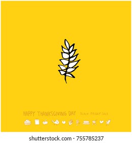 Hand drawn illustration / Happy Thanksgiving Day - vector